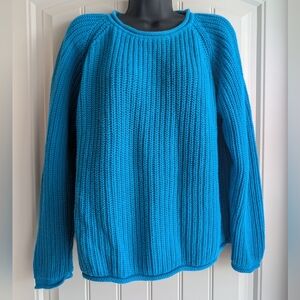 Women's Vintage Bright Blue Cotton Knit Sweater